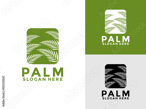 Palm tree logo design vector for your brand or business, Beach and island logo design vector design template