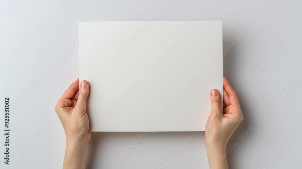 A person is holding a blank piece of paper A person is holding a blank piece of paper
