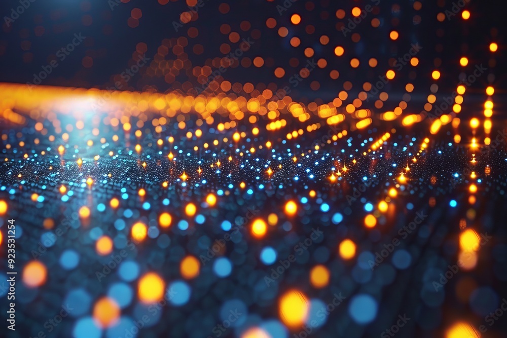 Fototapeta premium Vibrant Blue and Orange Lights Creating a Dynamic Abstract Pattern at Night