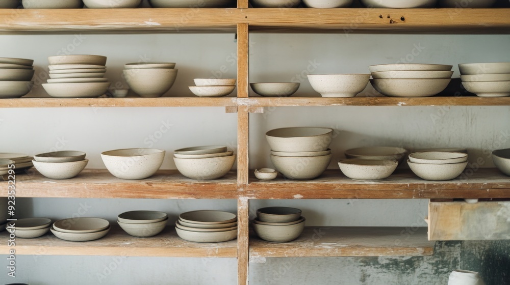Elegant Display of Handmade Pottery Elegant Display of Handmade Pottery