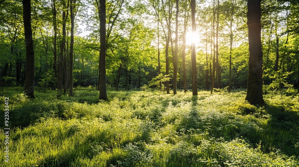 Obraz premium Sunlit Forest Scene