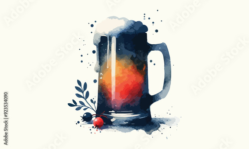 mug beer, beer mug, free drink, watercolor mugs of beer, alcohol drinks, hand drawn, watercolor mugs of beer, watercolor beer mug