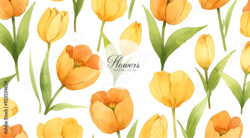 Watercolour Painting Of Colourful Flowers Background, Yellow Flowers banner