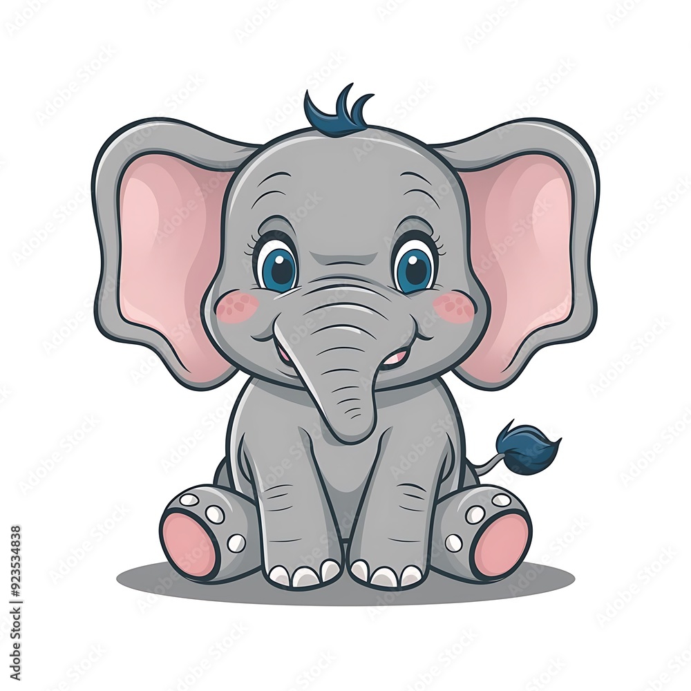 Fototapeta premium Happy cute elephant cartoon isolated on white background
