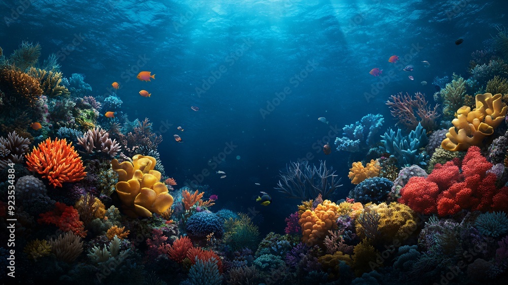 Vibrant coral reef underwater with tropical fish Vibrant coral reef underwater with tropical fish