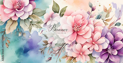 Flowers Spring Watercolor Pink Background