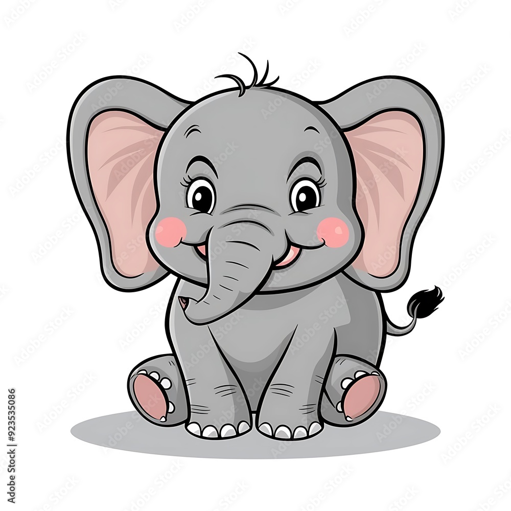 Naklejka premium Happy cute elephant cartoon isolated on white background
