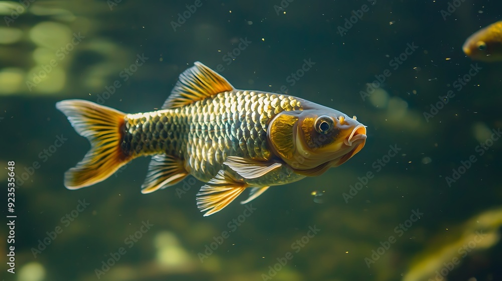 Golden Fish in Green Water. Golden Fish in Green Water.