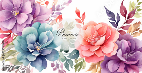 Watercolor Peonies Flowers, Wedding Background	