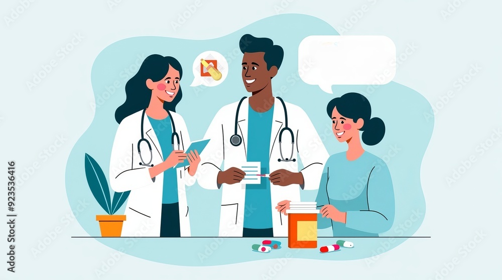 Patient Consultation: Diverse Medical Team Discussing Treatment with Woman in Hospital Setting