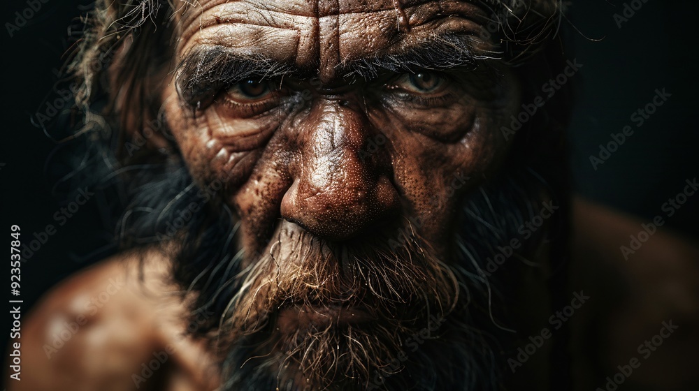 Close-Up Portrait of Neanderthal Close-Up Portrait of Neanderthal