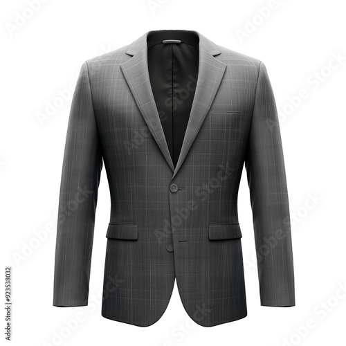 Men's gray classic blazer jacket isolated on transparent or white background 