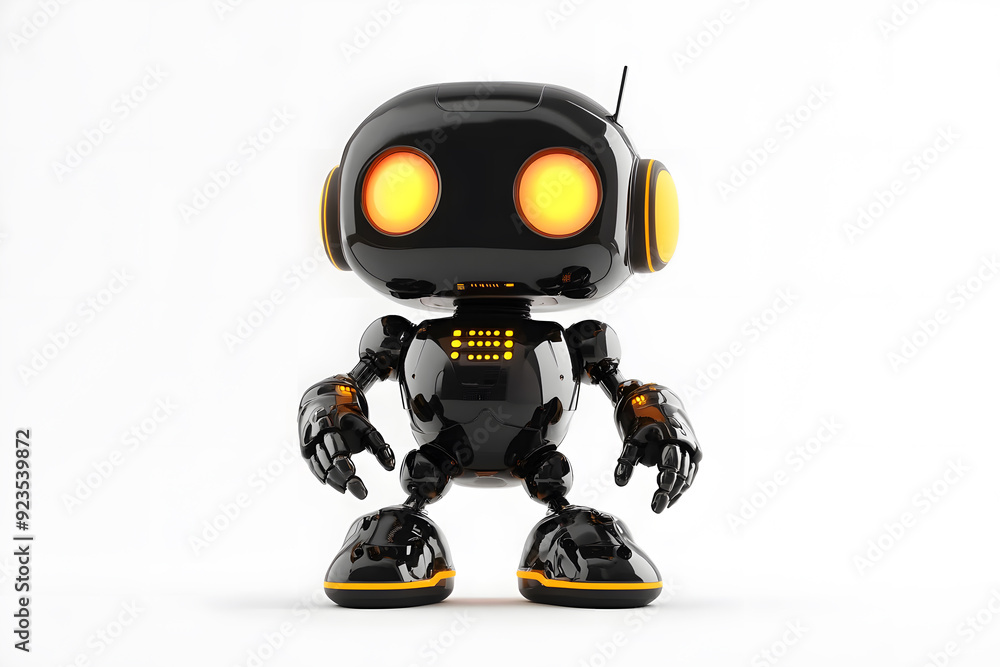 Cute cartoon 3D robot isolated on white background Cute cartoon 3D robot isolated on white background