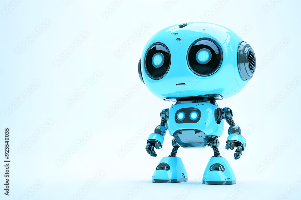 Cute cartoon 3D robot isolated on white background Cute cartoon 3D robot isolated on white background