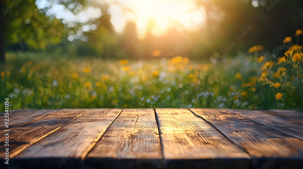 Wooden Tabletop with Bokeh Background. Wooden Tabletop with Bokeh Background.