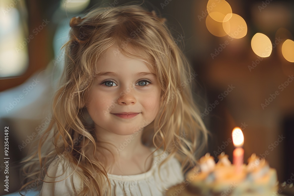 Portrait of a Smiling Little Girl Celebrating Her Birthday with a Cake Portrait of a Smiling Little Girl Celebrating Her Birthday with a Cake