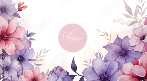 Pink and purple Beautiful floral summer seamless pattern with watercolor hand drawn field wild flowers. Stock illustration	