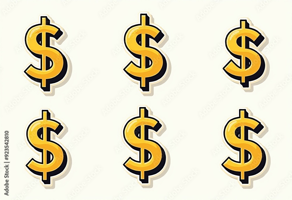Patterned 3D Dollar Icons: Retro Design Elements for Pop Culture Patterned 3D Dollar Icons: Retro Design Elements for Pop Culture