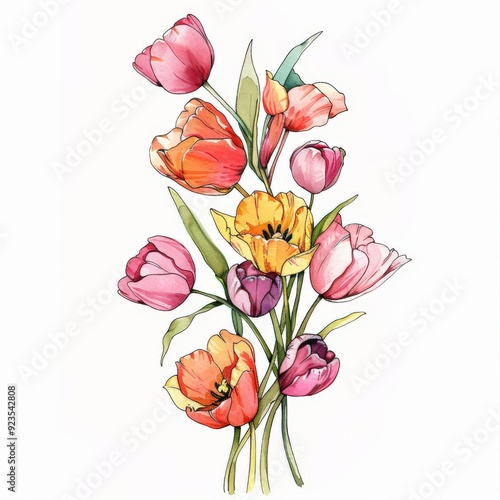 Wallpaper Mural A vibrant bouquet of tulips in various colors, illustrating floral beauty. Torontodigital.ca