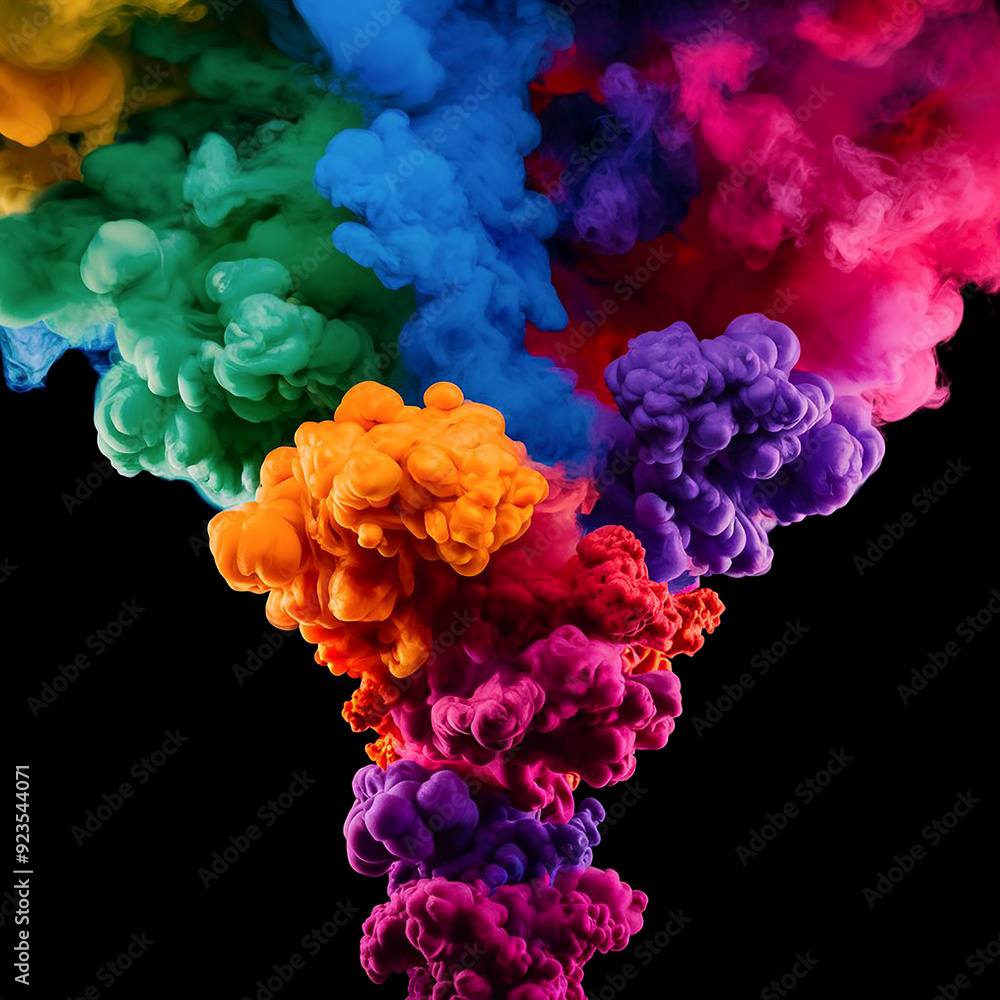 abstract multi colors ink and paint smoke from down to up, high quality vivid colors, black background, illustration,Rainbow paint splash,Bright Rainbow splash vectors abstract multi colors ink and paint smoke from down to up, high quality vivid colors, black background, illustration,Rainbow paint splash,Bright Rainbow splash vectors