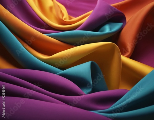 3D Render wallpaper of abstract color fabric floating. Ai generated image.