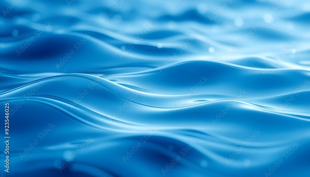 Fototapeta premium Blue Satin Water Ocean Waves Fabric Texture with Bokeh Lighting Wallpaper