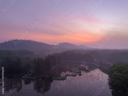 Summer sunrise scenery of Wuhan East Lake Scenic Area photo