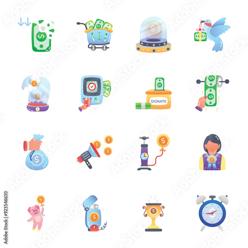 Pack of Finance Flat Icons 

