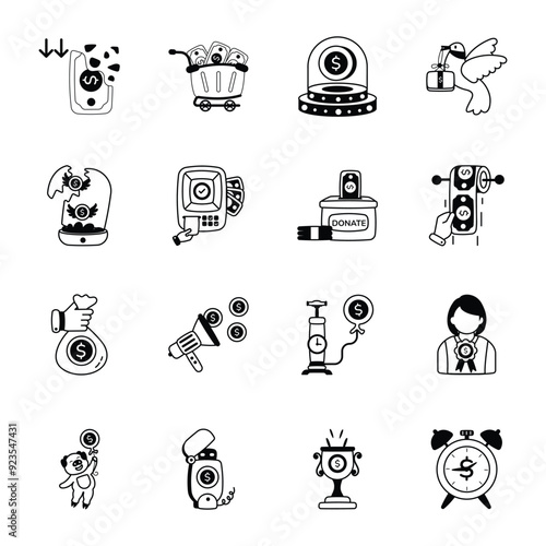 Pack of Finance Glyph Icons 

