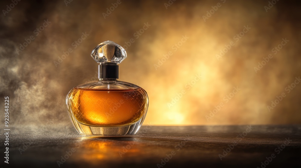 A Single Perfume Bottle in a Hazy Setting A Single Perfume Bottle in a Hazy Setting