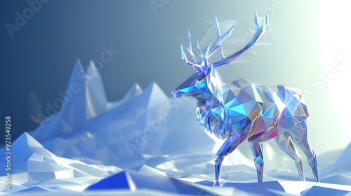 Abstract Polygonal Ice Deer Digital with Geometric Shapes photo