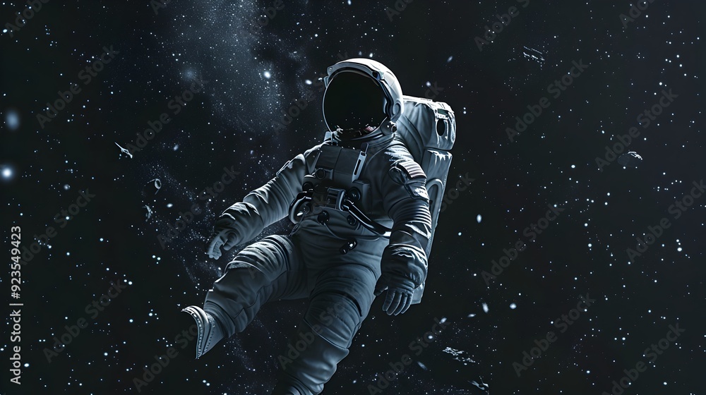 Astronaut Floating in the Vast Cosmic Expanse of the Universe