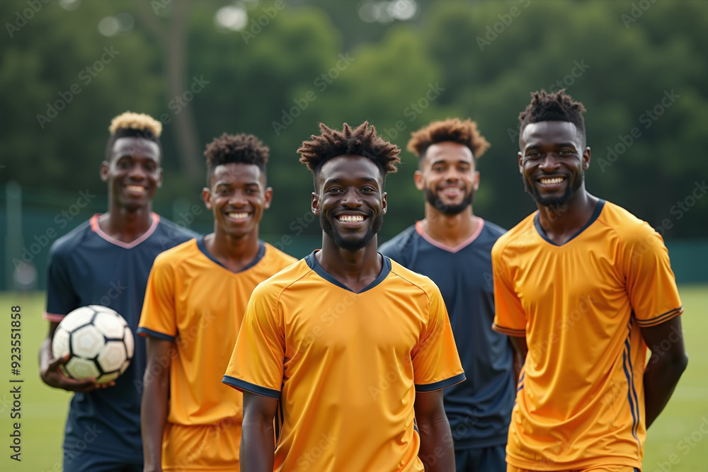 photo of teenage youth soccer player portrait group shot at soccer field, generative AI photo of teenage youth soccer player portrait group shot at soccer field, generative AI