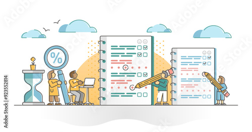 Survey analysis from customer satisfaction feedback reports outline concept, transparent background. Research question from users and consumers about product.