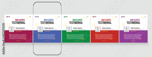 Customer feedback testimonial social media post carousel or web banner template. client testimonials social media post banner bundle design. Client feedback carousel post banner template
