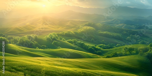Sunset Over a Grassland in the American West, Capturing the Natural Beauty of the Western Landscape