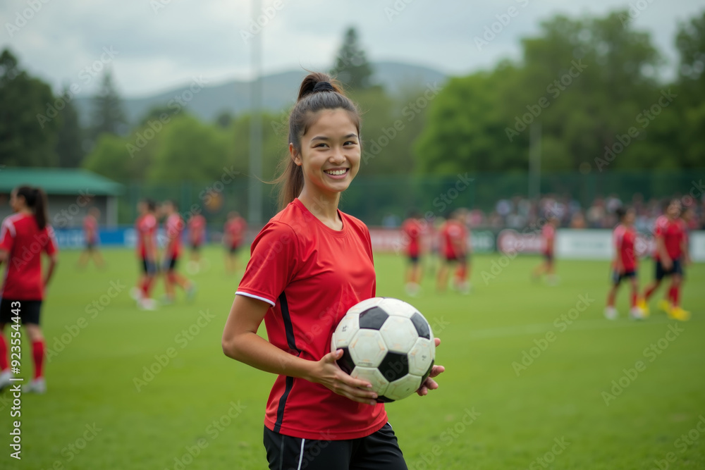 photo of teenage youth soccer player at soccer field, generative AI photo of teenage youth soccer player at soccer field, generative AI