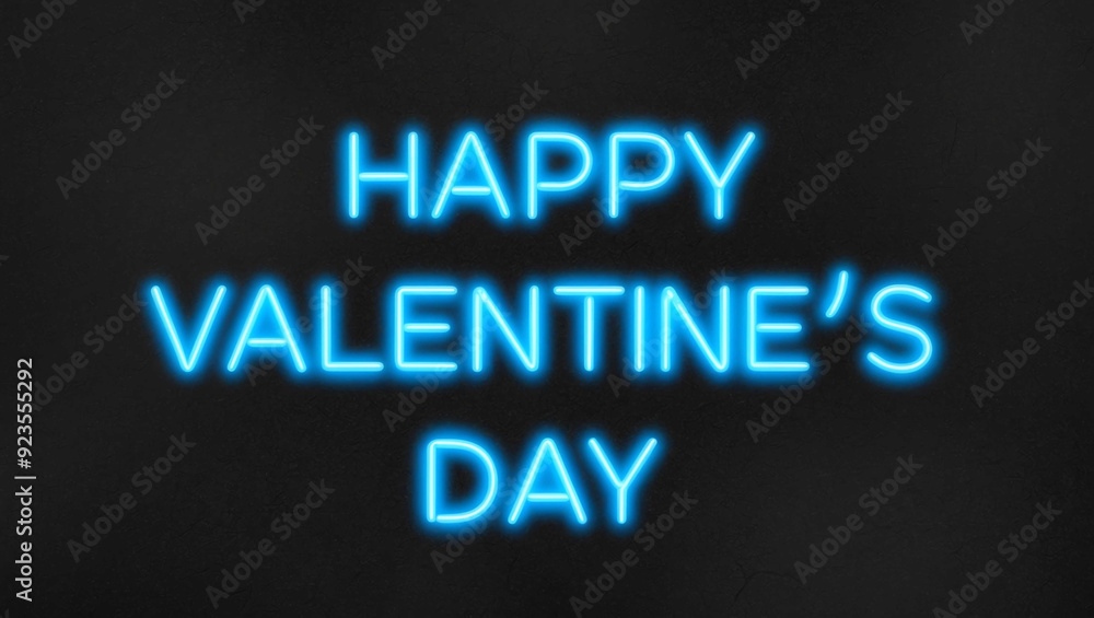 happy valentines day blue neon lettering on plain dark black background happy valentines day blue neon lettering on plain dark black background