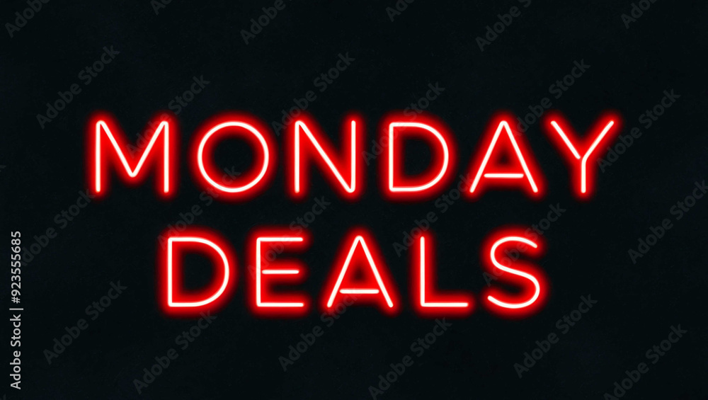 Obraz premium monday deals red neon lettering on plain dark black background
