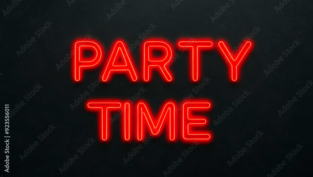 party time red neon lettering on plain dark black background party time red neon lettering on plain dark black background