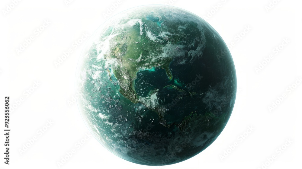 Earth from space showing vibrant green and blue colors with clouds in clear atmosphere Earth from space showing vibrant green and blue colors with clouds in clear atmosphere