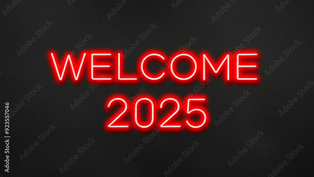 welcome red neon lettering on plain dark black background welcome red neon lettering on plain dark black background