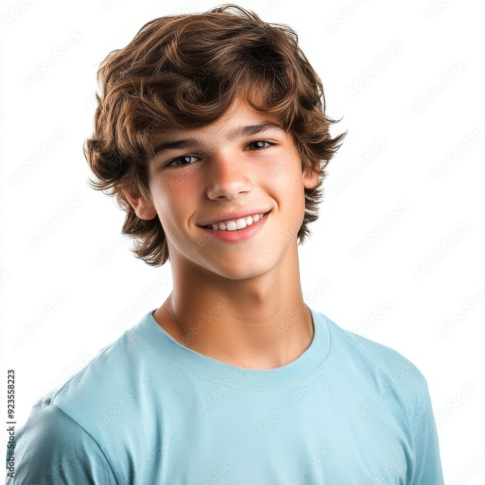 An isolated portrait of a handsome young man smiling in a white t-shirt with a transparent background An isolated portrait of a handsome young man smiling in a white t-shirt with a transparent background