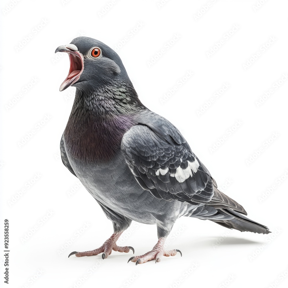 Obraz premium On a transparent background, a pigeon bird is screaming