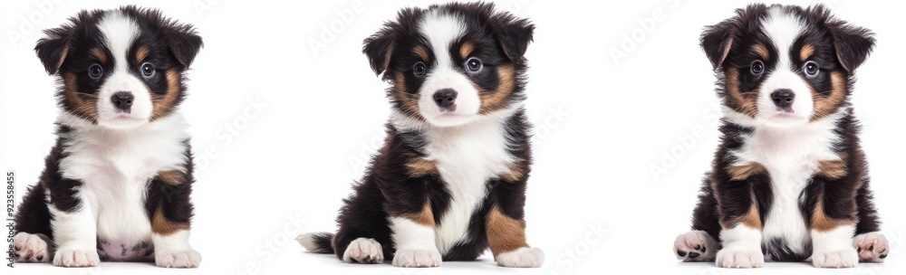 The lovely puppies are isolated on a white background The lovely puppies are isolated on a white background