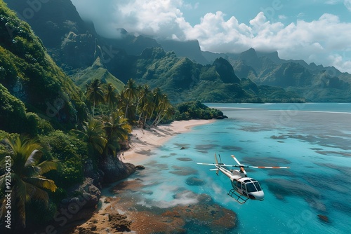 Wallpaper Mural Luxury Travel Concept with Helicopter Overhead in Phuket and Maldives, Exclusive Vacation Experience Torontodigital.ca