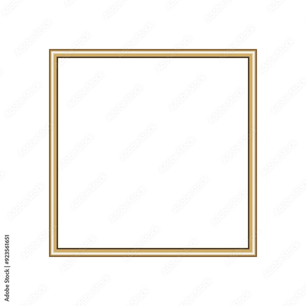 Square gold frame. Isolated luxury square golden border. Gold square frame mockup design element. Vector illustration. Square gold frame. Isolated luxury square golden border. Gold square frame mockup design element. Vector illustration.