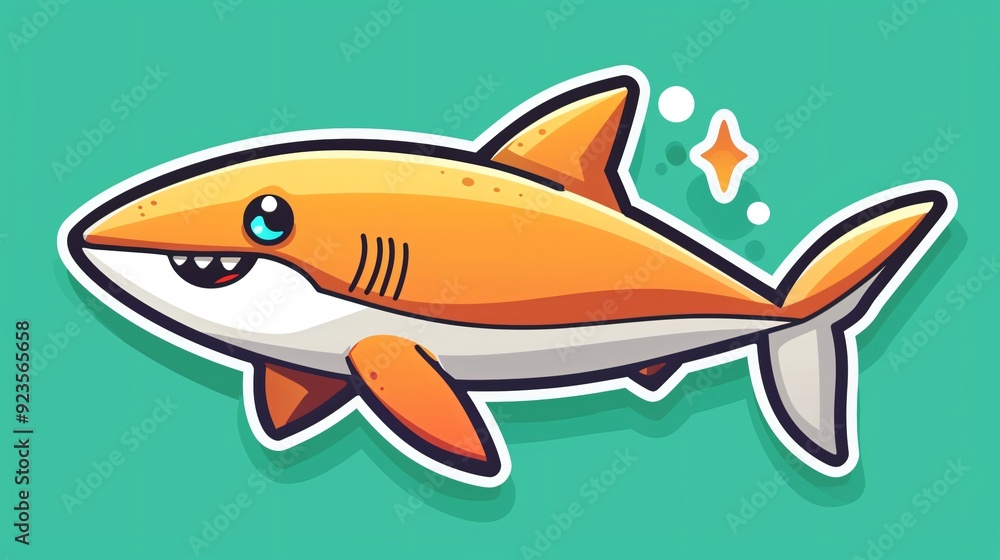 A cartoon shark swims joyfully in a vibrant underwater environment, showcasing bright colors and a charming expression A cartoon shark swims joyfully in a vibrant underwater environment, showcasing bright colors and a charming expression