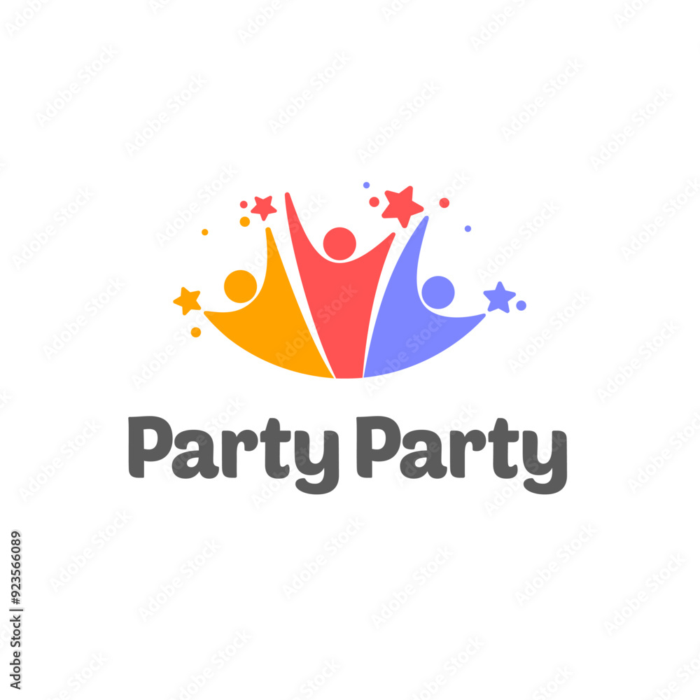 Obraz premium Vector logo design template. Teamwork abstract icon. Party sign.