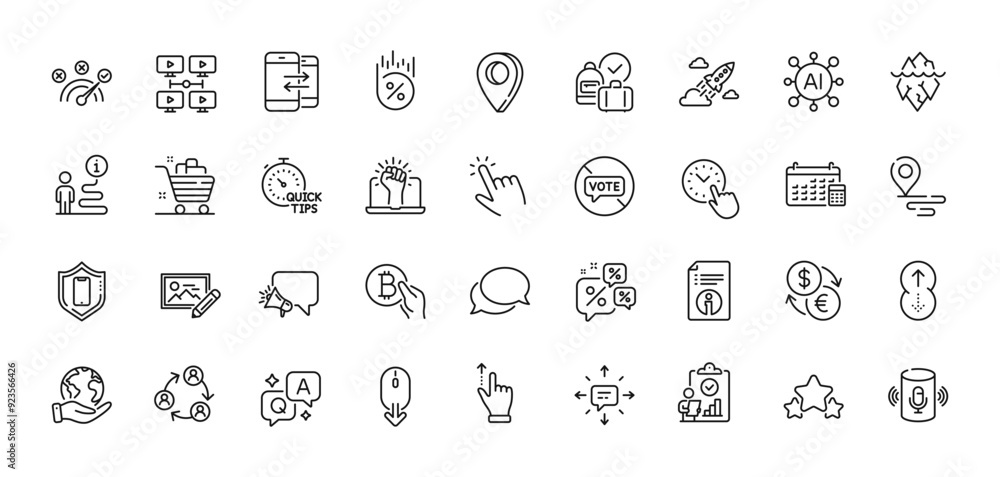 Video conference, Phone communication and Discounts chat line icons pack. AI, Question and Answer, Map pin icons. Time management, Teamwork, Iceberg web icon. Vector Video conference, Phone communication and Discounts chat line icons pack. AI, Question and Answer, Map pin icons. Time management, Teamwork, Iceberg web icon. Vector